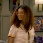 Courtney's striped crochet shirt on The Neighborhood