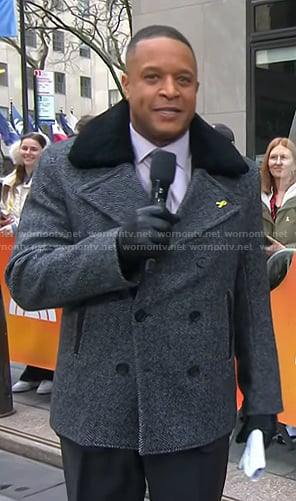 Craig's grey herringbone peacoat on Today
