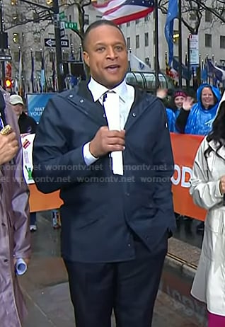 Craing's navy rain coat jacket on Today