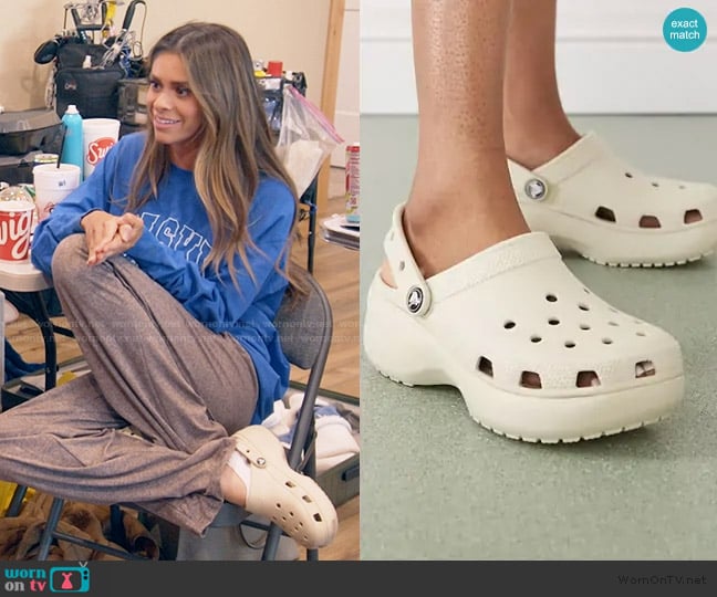 Crocs Classic platform clogs in bone worn by Taylor Frankie Paul on The Secret Lives of Mormon Wives