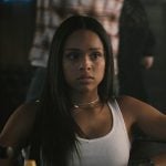 Andrea's white ribbed cropped tank on Marshals