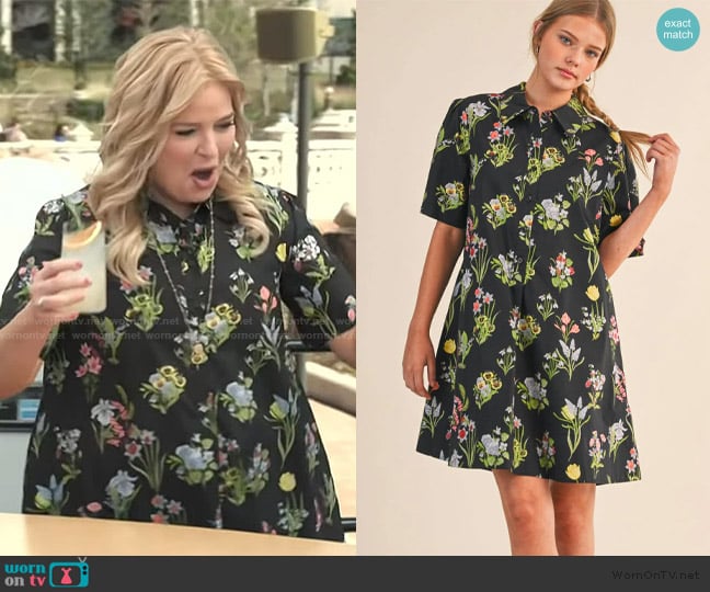 Melissa’s black floral dress on Access Hollywood Melissa’s black floral dress on Access Hollywood