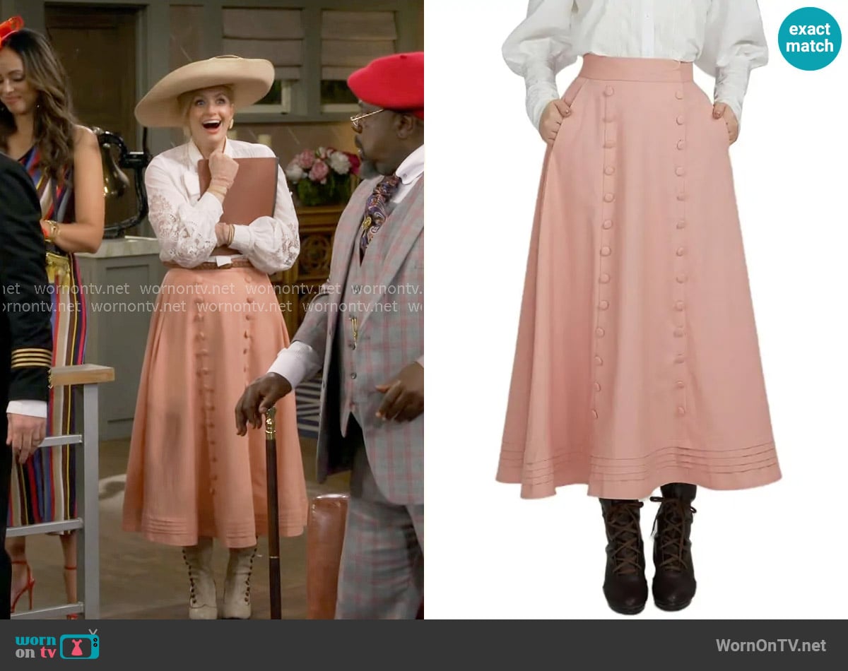 Gemma’s coral skirt on The Neighborhood Gemma’s coral skirt on The Neighborhood