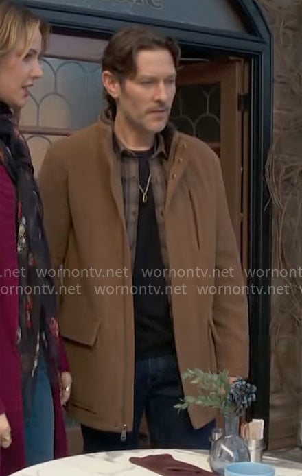 Danel’s tan brown coat on The Young and the Restless