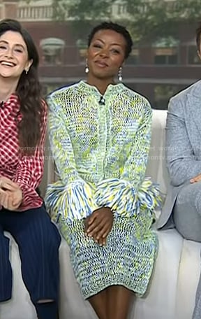 Danielle Deadwyler’s knit frige cuff cardigan and skirt on Today