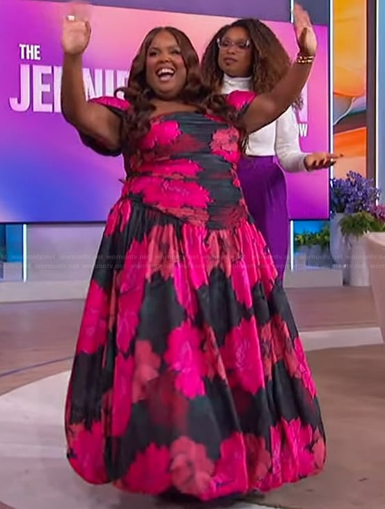 Danielle Pinnock's floral print strapless dress on The Jennifer Hudson Show