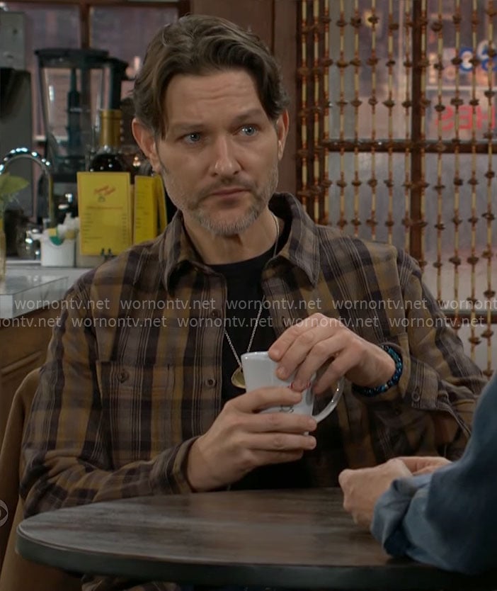 Daniel’s brown plaid shirt on The Young and the Restless