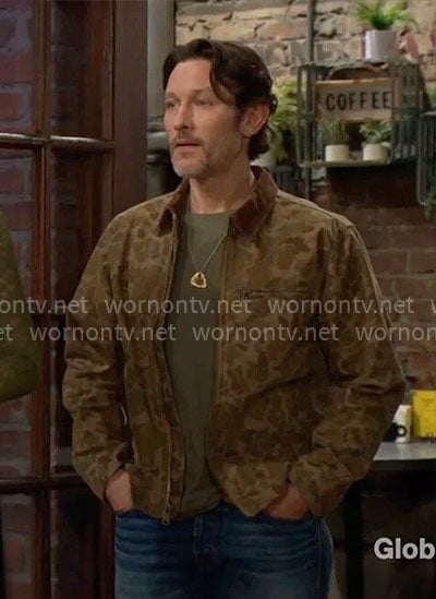 Daniel’s camo print jacket on The Young and the Restless
