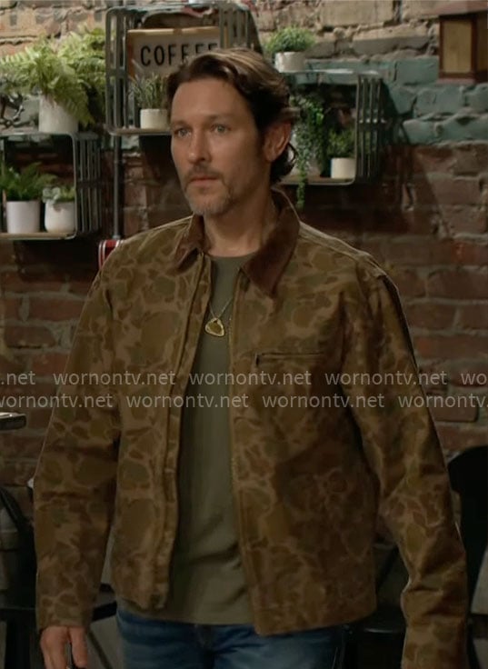Daniel's camo print jacket on The Young and the Restless