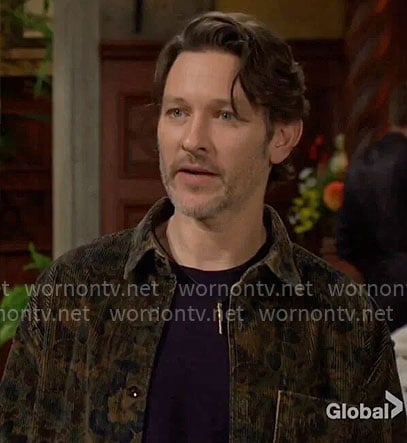 Daniel’s printed corduroy shirt on The Young and the Restless