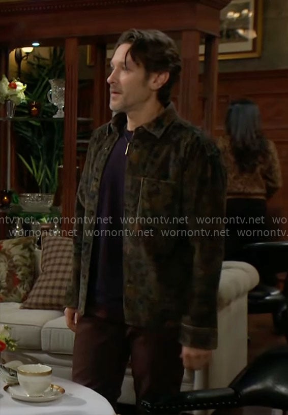 Daniel's printed corduroy shirt on The Young and the Restless