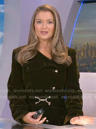 Dani's green belted velvet jacket on Good Morning America
