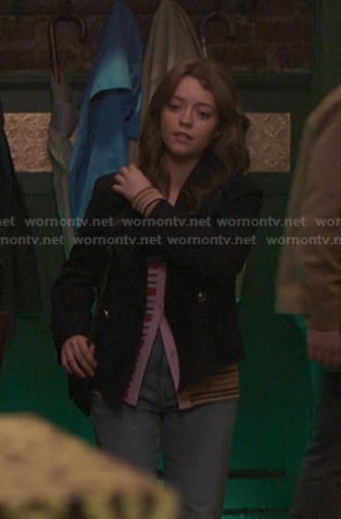 Dani’s pink and yellow striped cardigan on Greys Anatomy