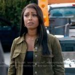 Daphne's green suede jacket on High Potential