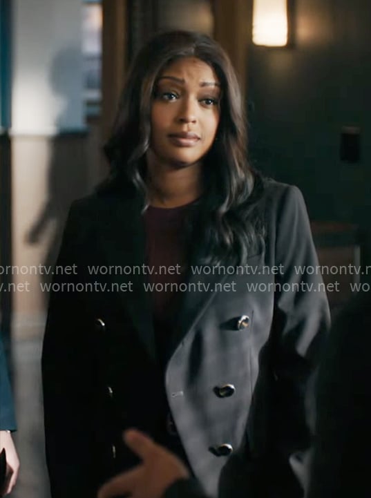 Daphne’s black double-breasted blazer on High Potential