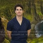 Darren Criss’s navy embroidered shirt and pants on Today