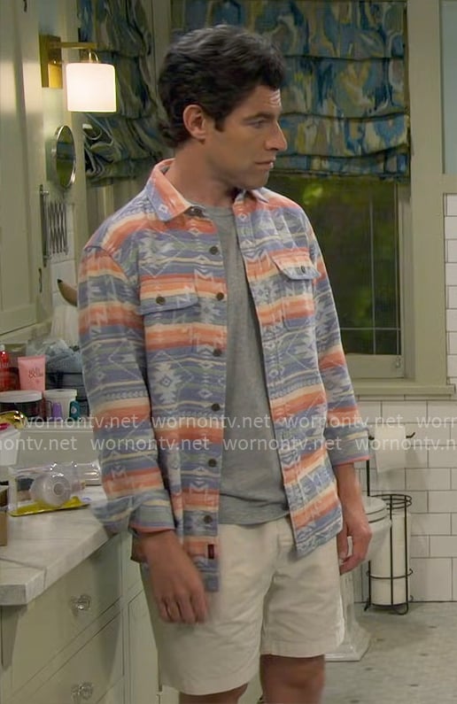 Dave’s multi colored printed shirt on The Neighborhood