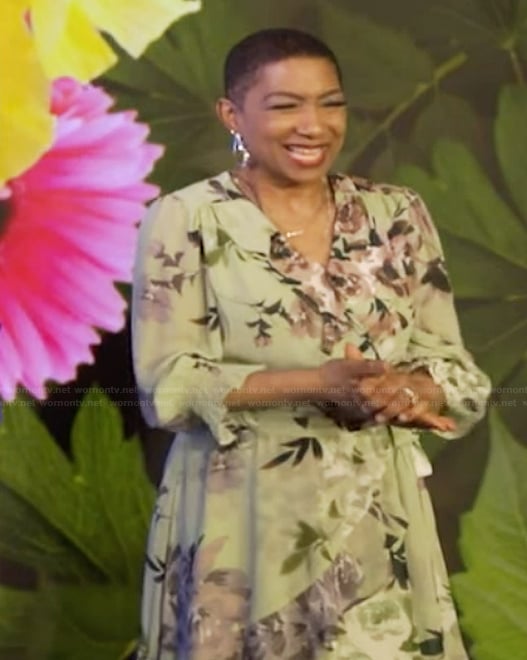 Deja Vu’s green floral ruffle dress on Live with Kelly and Mark