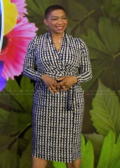 Deja Vu’s printed wrap dress on Live with Kelly and Mark