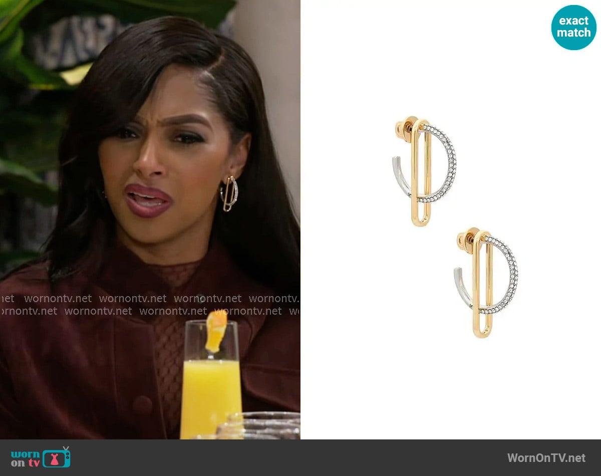 Demarson Mini Astra Hoops worn by Kat Richardson (Colby Muhammad) on Beyond the Gates