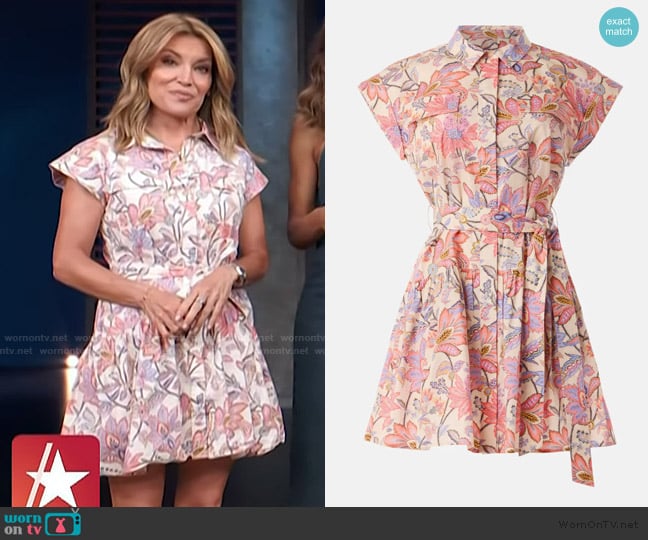 Derek Lam 10 Crosby  Printed Cap Sleeve Mini Dress worn by Kit Hoover on Access Hollywood
