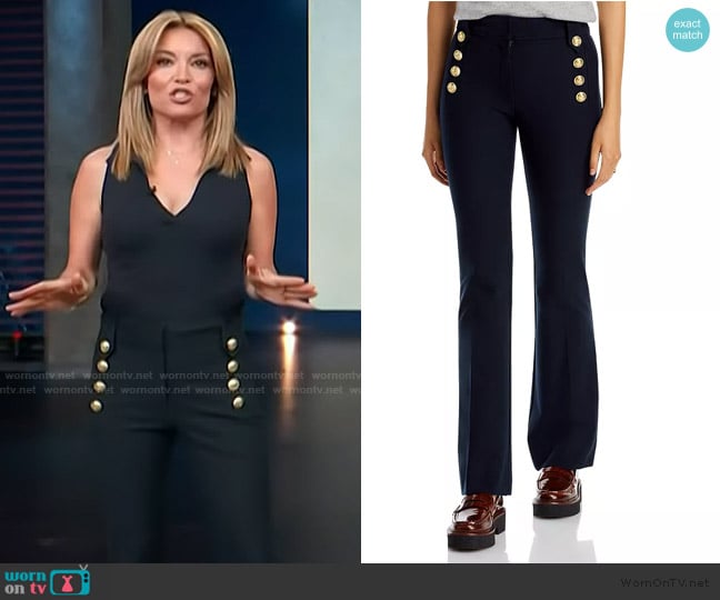 Derek Lam 10 Crosby Robertson Flare Pants in Black worn by Kit Hoover on Access Hollywood