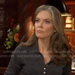 Diane's grey polo top and pants on The Young and the Restless