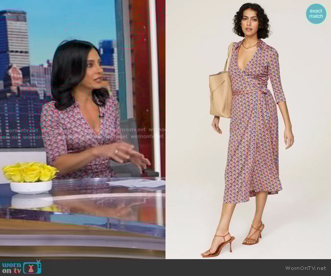 Diane von Furstenberg Abigail Printed Wrap Dress worn by Dr. Tara Narula on Good Morning America