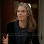 Diane’s navy velvet jacket on The Young and the Restless