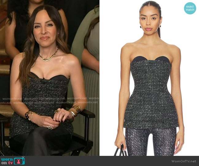 Lilliana’s black strapless tweed top on GMA Lilliana’s black strapless tweed top on GMA