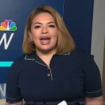 Gilma's navy contrast trim polo top and stripe skirt on NBC News Daily