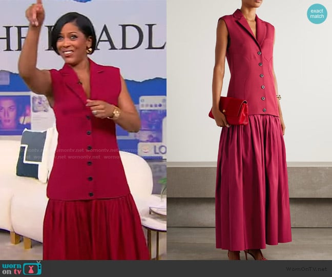 Diotima Convertible wool-twill and silk-faille maxi dress worn by Tamron Hall on Tamron Hall Show
