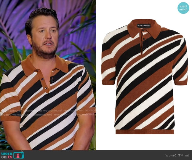 Luke Bryan’s striped polo shirt on American Idol