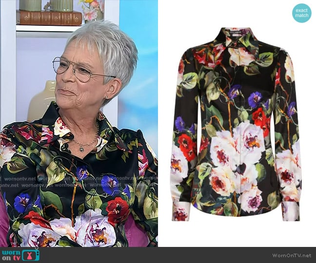 Dolce & Gabbana Floral Silk-Blend Satin Shirt worn by Jamie Lee Curtis on Today