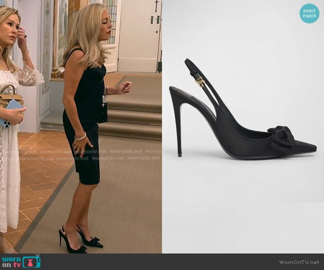 Dolce & Gabbana Satin Bow Slingback Pumps worn by Sutton Stracke on The Real Housewives of Beverly Hills