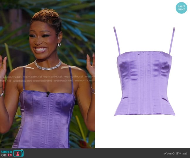 Dolce & Gabbana Vintage Fitted Spaghetti Strap Corset Top worn by Keke Palmer  on American Idol