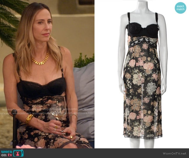Dolce & Gabbana Vintage Floral Print Corset Midi Dress Gown worn by Natalie Swanston Fuller on The Real Housewives of Beverly Hills