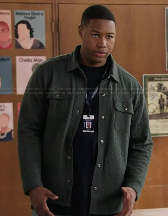 Dominic’s green jacket on Abbott Elementary