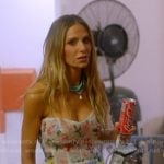 Dorit’s floral embroidered corset top on The Real Housewives of Beverly Hills