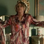 Dorothy’s pink chain print top and pants on Scarpetta