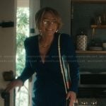 Dorothy’s teal twist front dress on Scarpetta