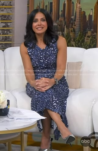 Dr. Tara Narula’s blue print ruched dress on Good Morning America