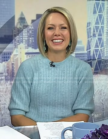 Dylan’s blue pointelle short sleeve sweater on Today