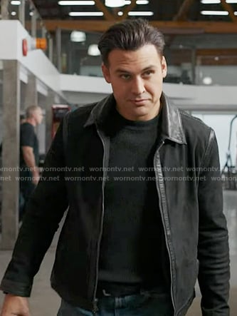 Eddie's black suede zip jacket on 9-1-1