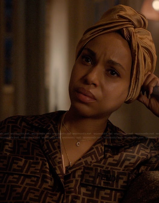 Eleanor's brown fendi logo pajamas on Imperfect Women