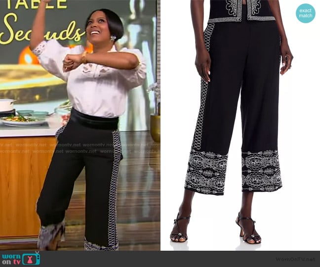 Elie Tahari The Oriana Sutache Pants worn by Tamron Hall on Tamron Hall Show