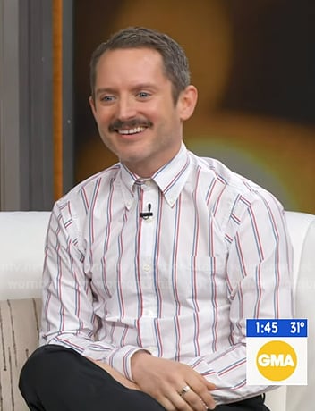 Elijah Wood’s white stripe button down shirt on Good Morning America