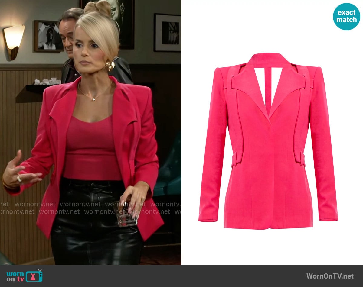 Elisa Nilaj Cut-Out Back Statement Jacket worn by Vanessa McBride (Lauren Buglioli) on Beyond the Gates