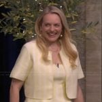 Elizabeth Moss’s yellow striped cardigan and dress on Live with Kelly and Mark
