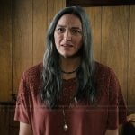 Elle's maroon lace inset top on Marshals